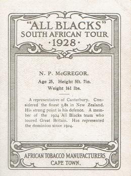 1928 African Tobacco Manufacturers All Blacks South African Tour #NNO Neil McGregor Back